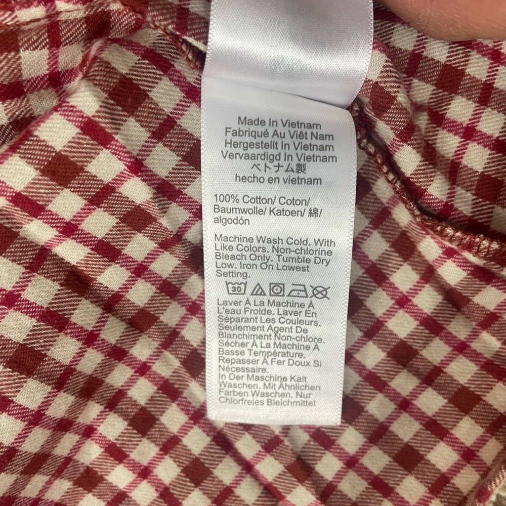 J. Crew Dusty Ivory Brick Red Flannel Gingham Blouse with Ruffle Detail - Picture 11 of 12